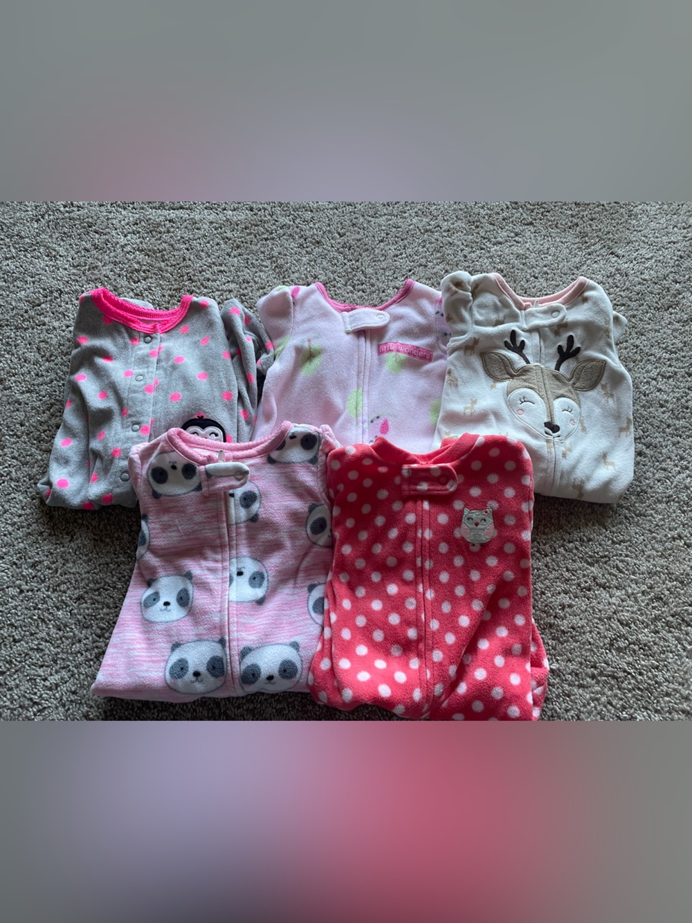 Carters little wonders fleece pajamas 0-3/3 months
